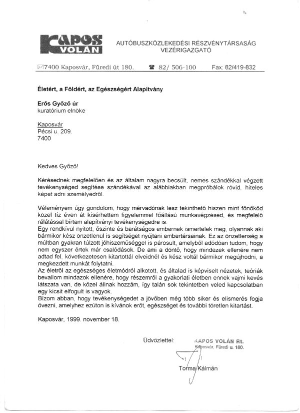 Támogatói nyilatkozat