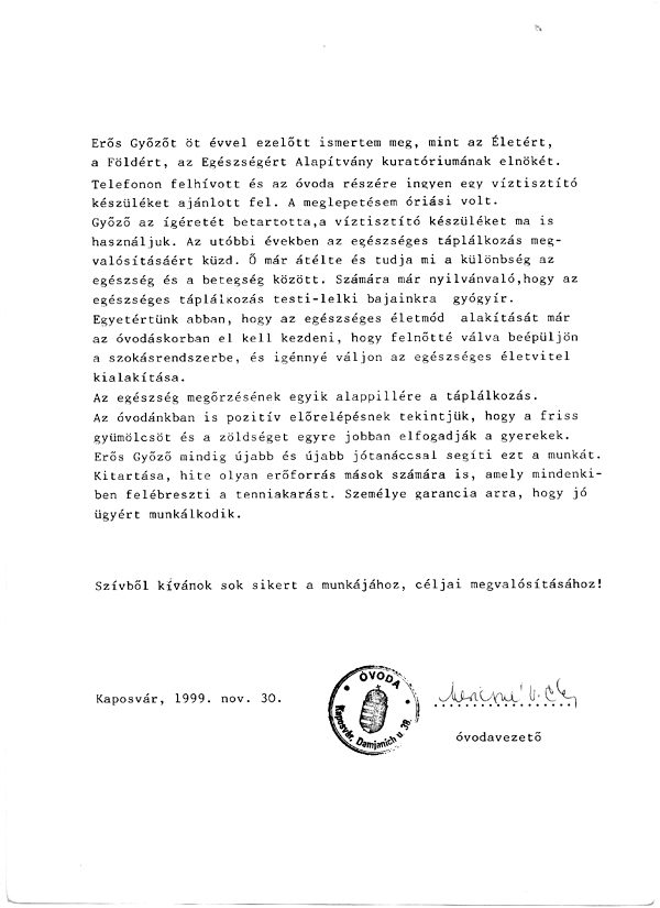 Támogatói nyilatkozat