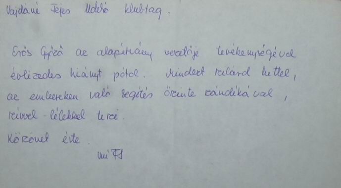 Köszönőlevelek